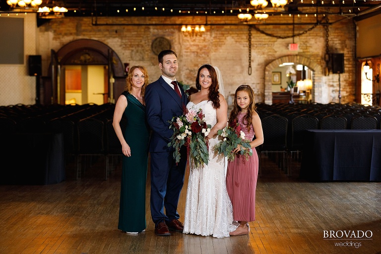 Bride and groom with bride's family
