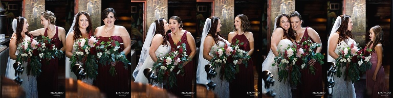 Bride posing with her bridesmaids