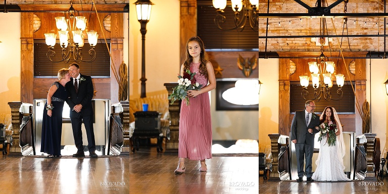 Jacquelyn and Brian's family walking down the aisle