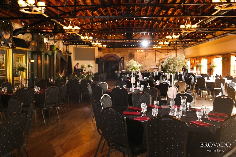 Baby's breath centerpieces in Kellerman's event center