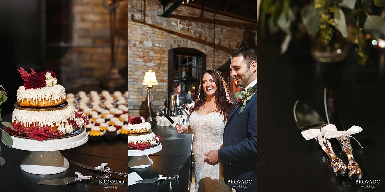 Jacquelyn and Brian cut wedding bundt cake