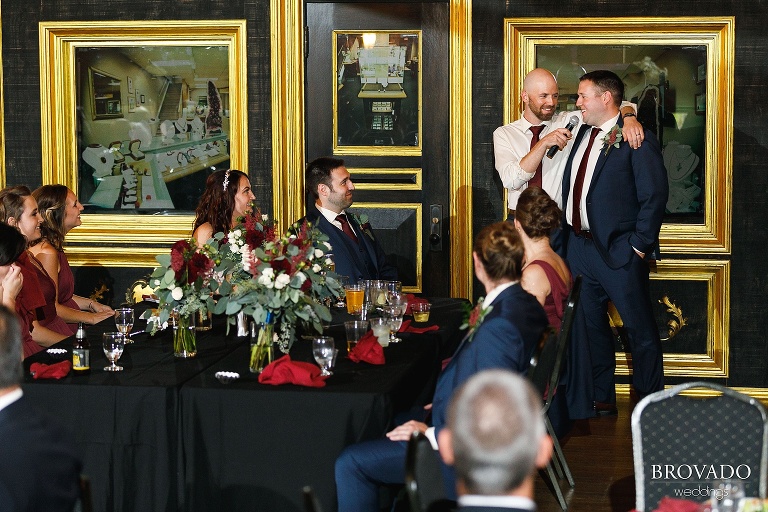 Groomsmen giving a speech together