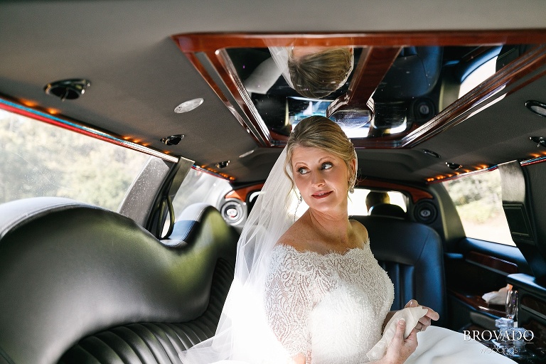 Bride getting in the limo