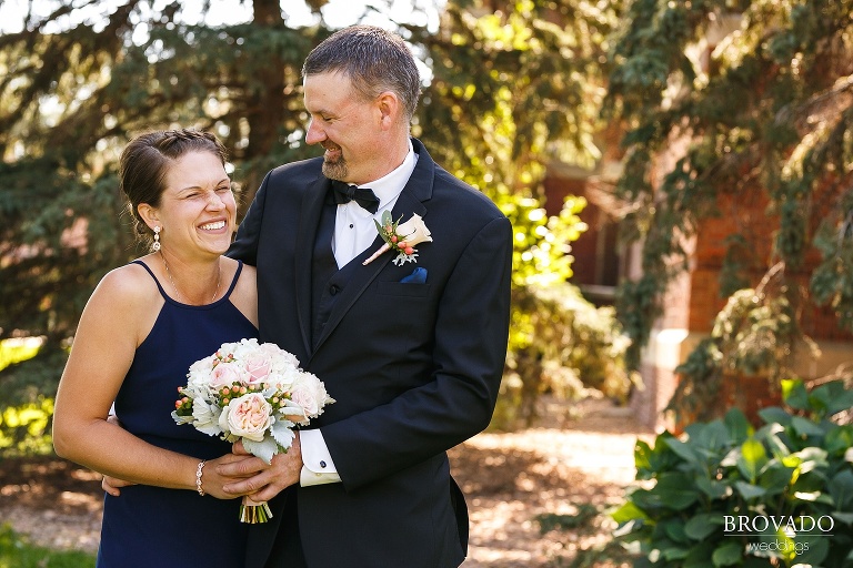 Groom's family laughing together