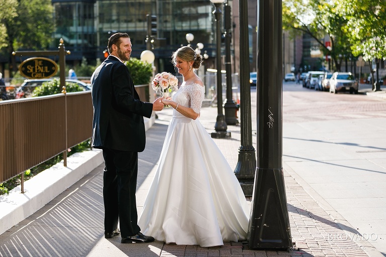 Karen and Matthew in front of St. Paul Grill