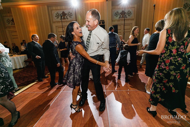 Smiling couple dancing