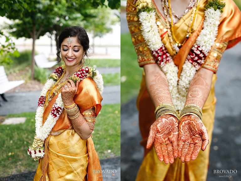 Bride posing in ceremony outfit