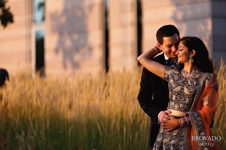 Sruti and Ethan share a moment in the sunset