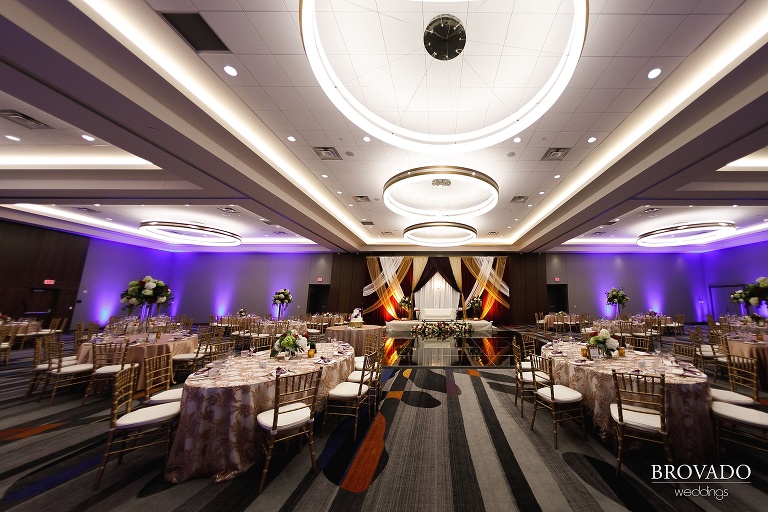 floral and maroon wedding reception