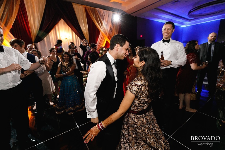 Husband and wife dancing together