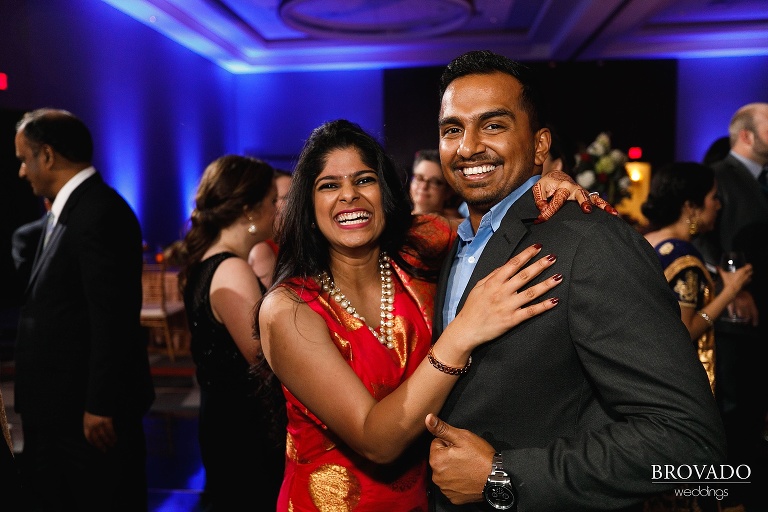 Wedding guests dancing and smiling