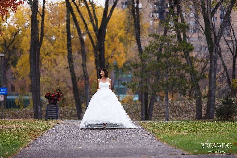 Stephanie walking up to her first look