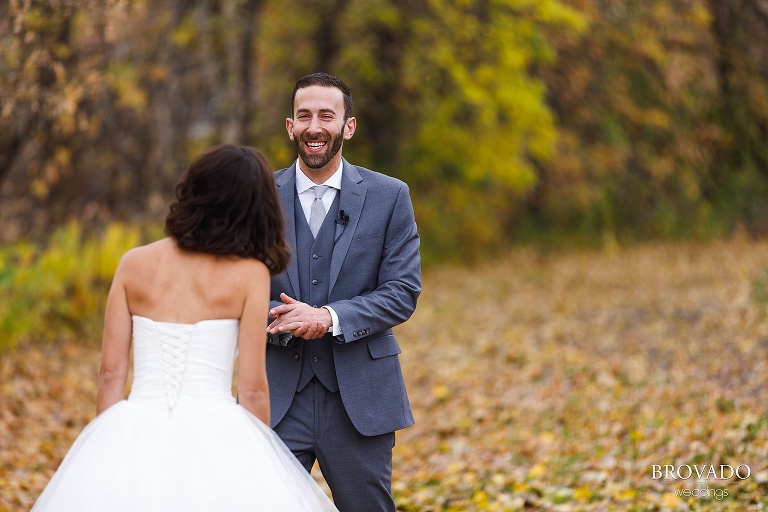 Loren smiling at Stephanie during their first look