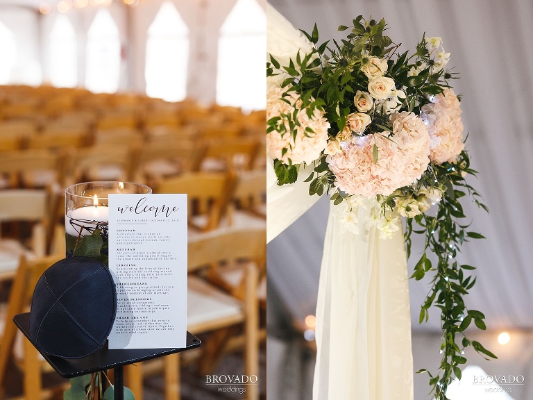 flowers and wedding program at ceremony site