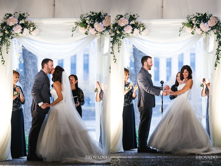 Stephanie and Loren share their first kiss as bride and groom
