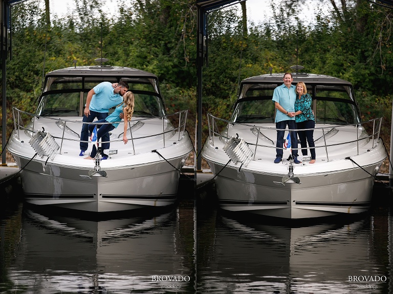 Josh dipping Natalie on her family's boat