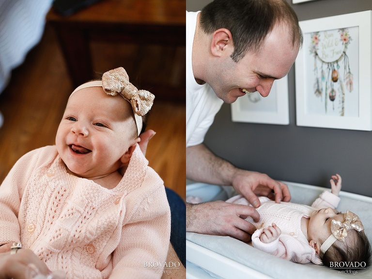 Mike holding baby Nellie in pink sweater