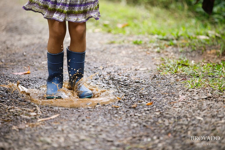 rainboots splashing in a puddle