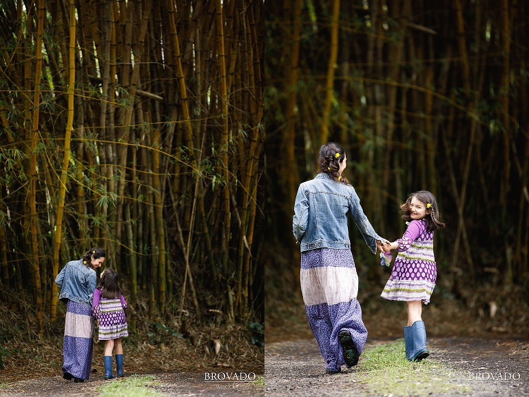 Mother and daughter holding hands