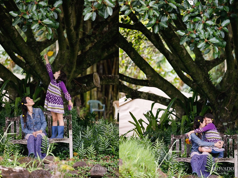 mom and daughter with flowers in their hair