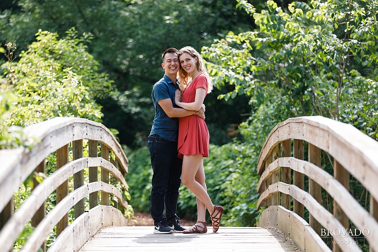 Engaged couple smiling together