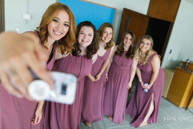 Bridesmaids taking a selfie