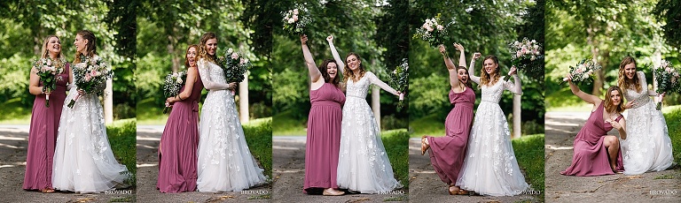 Bride posing with bridesmaids