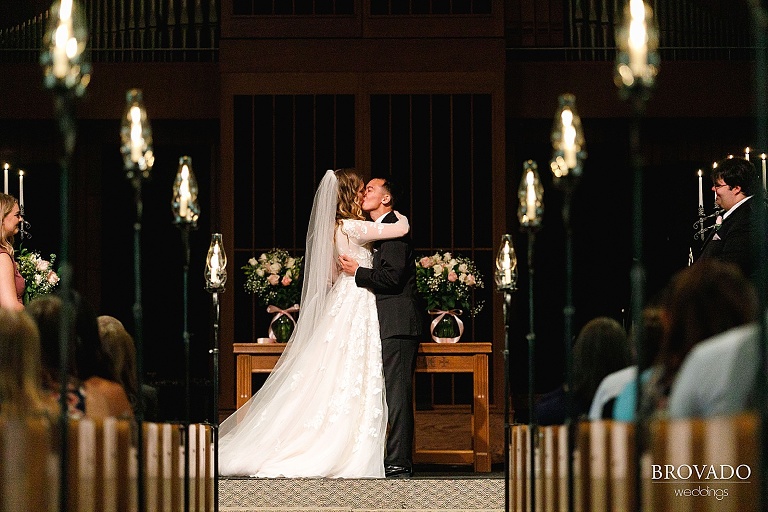 Chris and Sarah's first kiss as a married couple