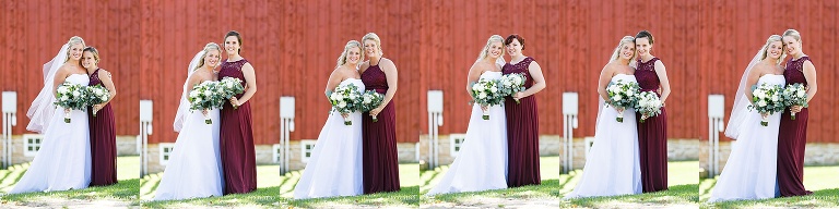 Bride posing with individual bridesmaids