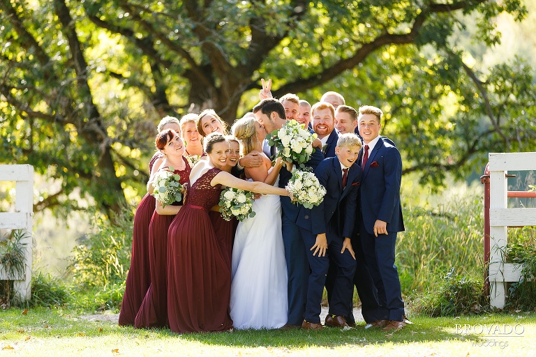 Goofy wedding party photo