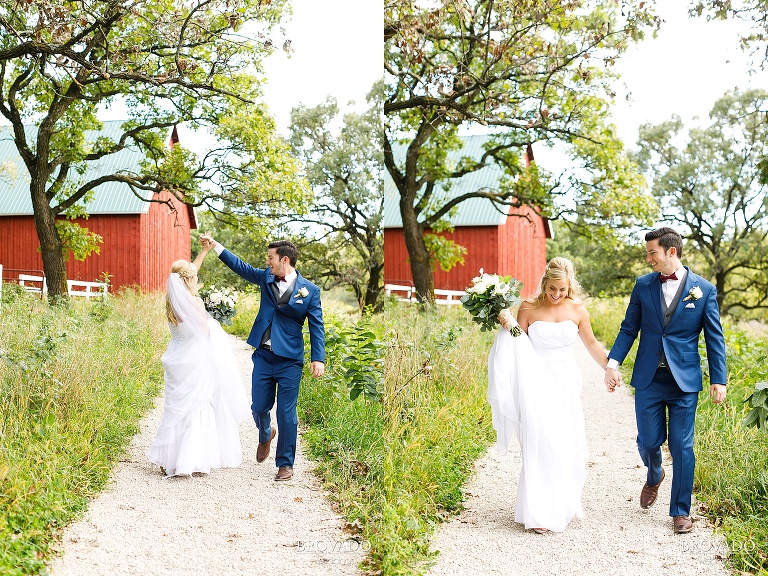 Zach twirling Delaney in her wedding dress