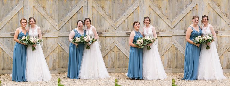 Heather posing with each of her bridesmaids