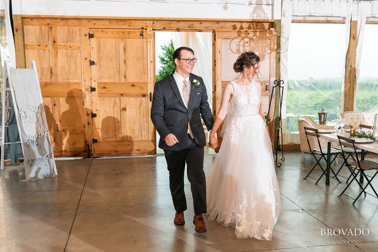 Heather and Daniel's grand entrance into wedding reception