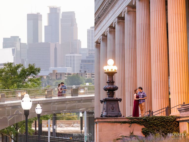 Sunset engagement on university of mn campus