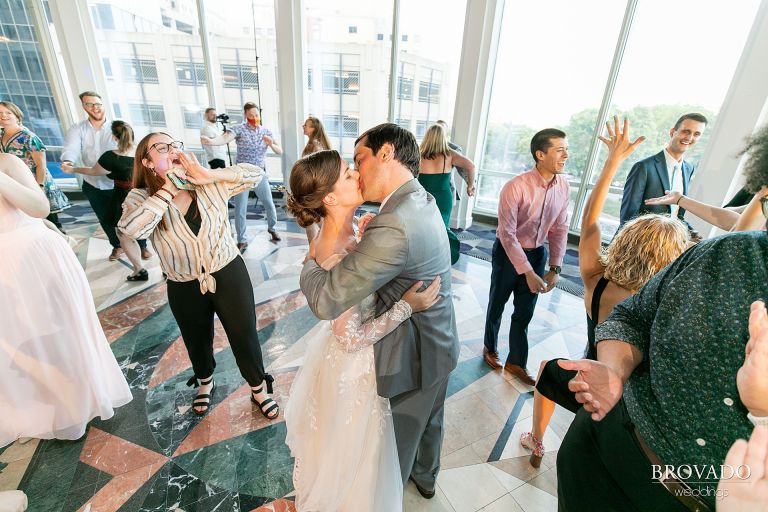 Bride and groom dancing