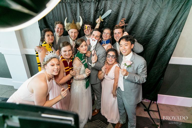 Wedding party in Harry Potter themed Photo Booth