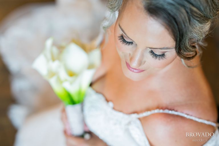 Bride smiling from above