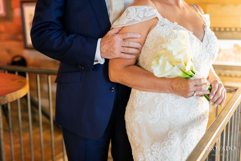 Closeup of bride and groom