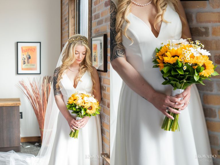 Jaime with wedding bouquet