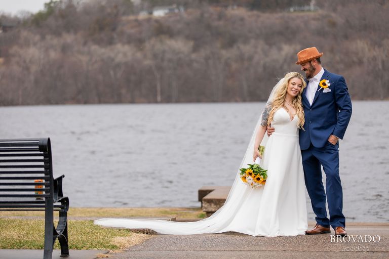 Groom looking lovingly at bride