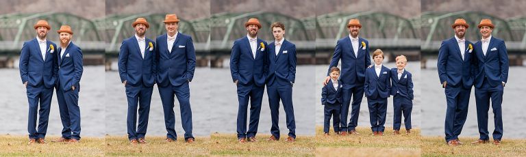 Groom with individual groomsmen