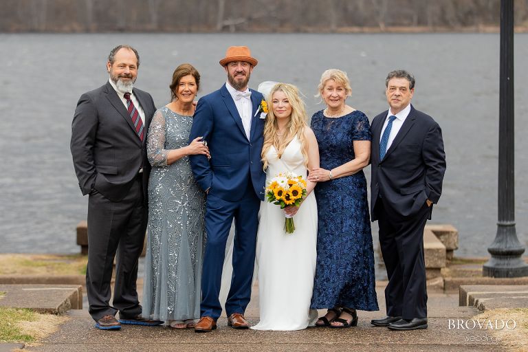 Bride and groom with their parents