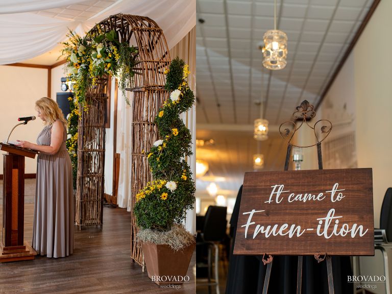 Wedding arch with yellow flowers