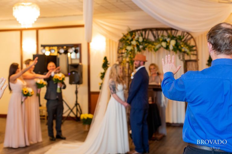 Wedding guests praying