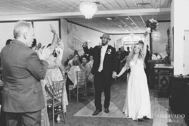 Bride and groom's grand entrance